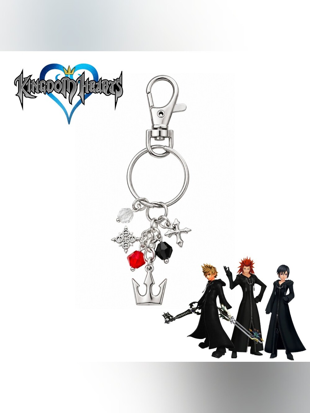 Kingdom Hearts Roxas Axel Xion Silver Tone Charm Keychain